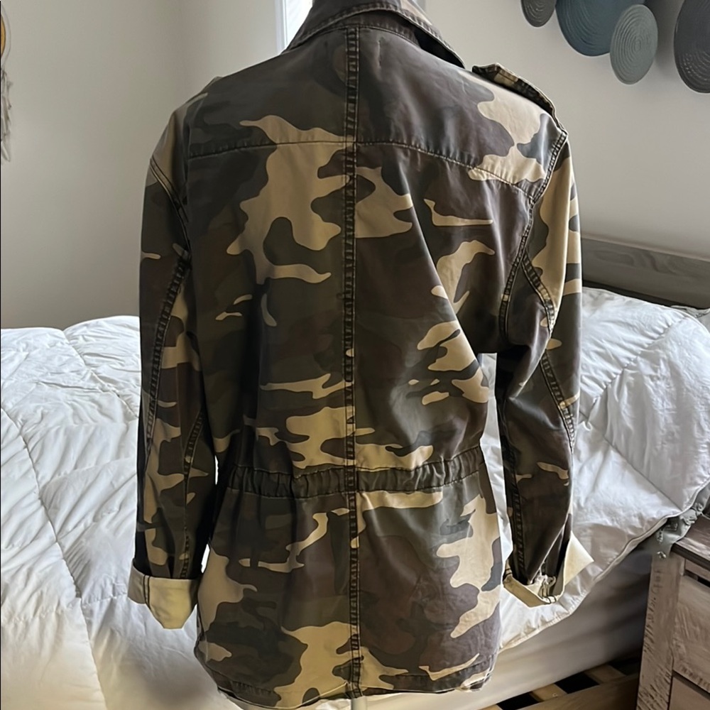 Frame Denim Utility Jacket Green and Tan Military-Inspired - Picture 10 of 15